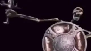 Skeleton Banging Shield meme card, common rarity