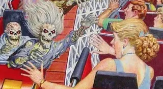 Skeleton Rollercoaster High Five meme card, common rarity