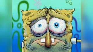 Sleep-Deprived SpongeBob meme card, common rarity