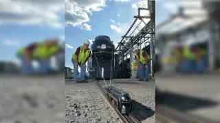 Small Train Pulling Big Train meme card, common rarity