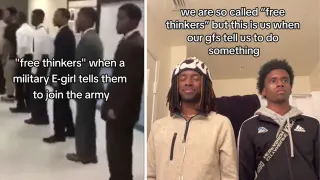 So Called "Free Thinkers" / Left Face, Right Face TikTok Trend meme card, common rarity
