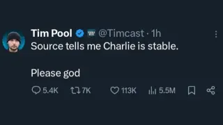 Carte meme Source Tells Me Charlie Is Stable, Please God, rareté commune