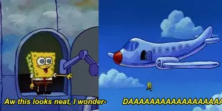 SpongeBob Falling From A Plane meme card, common rarity