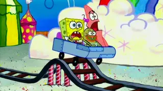 SpongeBob Roller Coaster meme card, common rarity