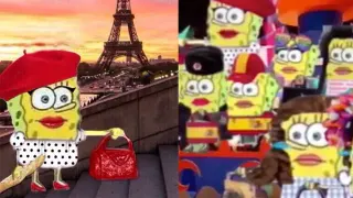 SpongeBob Traveling the World in Drag meme card, common rarity