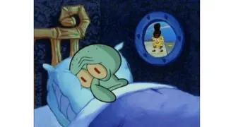 Squidward Trying to Sleep meme card, common rarity