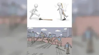 Stepping vs. Jumping On A Rake meme card, common rarity