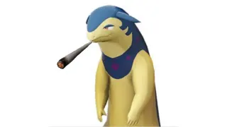 Stoned Typhlosion meme card, common rarity