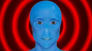 "Stop Scrolling" Blue Guy meme card, common rarity