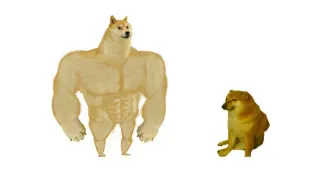 Swole Doge vs. Cheems meme card, epic rarity