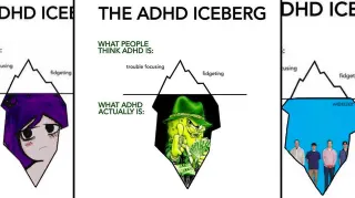 The ADHD Iceberg meme card, common rarity