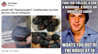 The Myth of Unskilled Labor meme card, common rarity