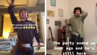 The Party Ended an Hour Ago and He's Still Here meme card, common rarity