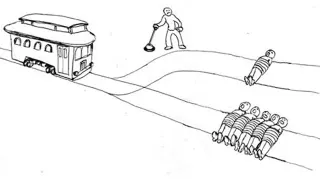 The Trolley Problem meme card, rare rarity