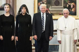 The Trumps Meet Pope Francis meme card, common rarity