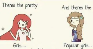 Carte meme There’s The Pretty Girls.... And There’s The Popular Girls... And I Look Like, rareté commune