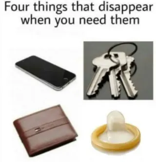 Things That Disappear When You Need Them meme card, common rarity