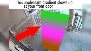 This Unpleasant Gradient Shows Up At Your Front Door meme card, common rarity