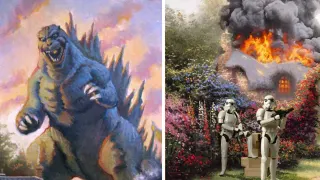 Thomas Kinkade Painting Parodies meme card, common rarity