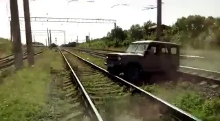 Train Hits UAZ meme card, common rarity