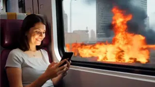 Carte meme Train Passengers on Smartphones During Apocalypse, rareté commune