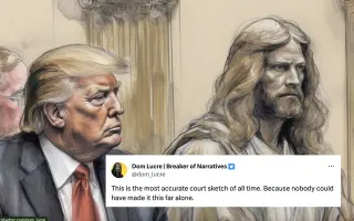 Trump and Jesus Courtroom Sketch meme card, common rarity