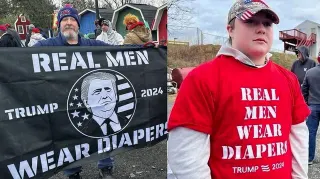 Trump Supporters Wearing Diapers / Real Men Wear Diapers meme card, common rarity