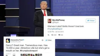 #TrumpBookReport meme card, common rarity