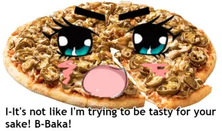 Tsundere Pizza meme card, common rarity
