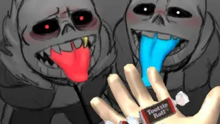 Undertale Sans and Underfell Sans Begging for Tootsie Rolls meme card, common rarity