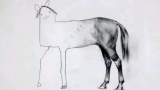 Unfinished Horse Drawing / Flaming Horse Rating meme card, rare rarity