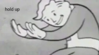 Vault Boy "Hold Up" meme card, rare rarity