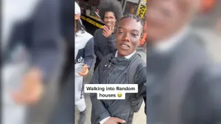 Walking Into Random Houses TikTok Trend meme card, common rarity