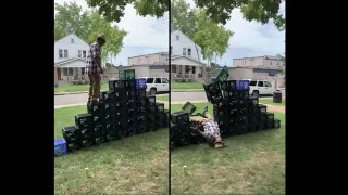 Walking On Milk Crates Challenge meme card, common rarity