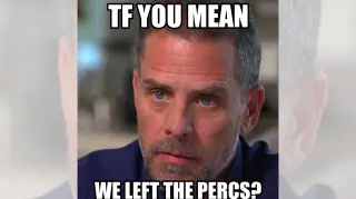 We Left The Percs meme card, common rarity