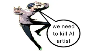 We Need to Kill AI Artist meme card, common rarity