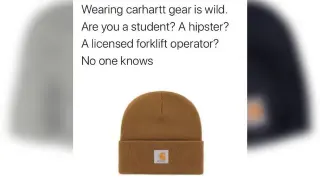 Wearing Carhartt meme card, common rarity