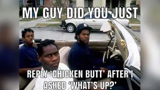 Carte meme What’s Up? Chicken Butt, rareté commune