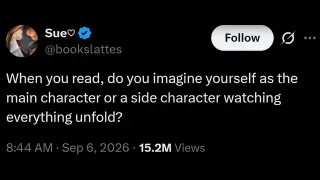 When You Read, Do You Imagine Yourself As the Main Character Or Side Character meme card, common rarity