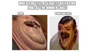 When You Tell a Slightly Offensive Joke at the Dinner Table meme card, common rarity