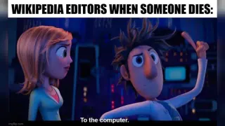 Wikipedia Editors When Someone Dies meme card, common rarity