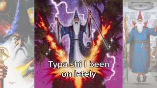 Wizardposting meme card, common rarity