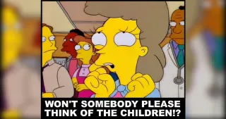 Won't Somebody Please Think of the Children meme card, common rarity
