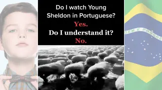 Young Sheldon in Portuguese meme card, common rarity