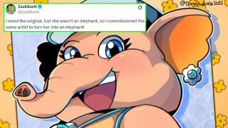 ZackScott Elephant Daisy Art Commissions meme card, common rarity